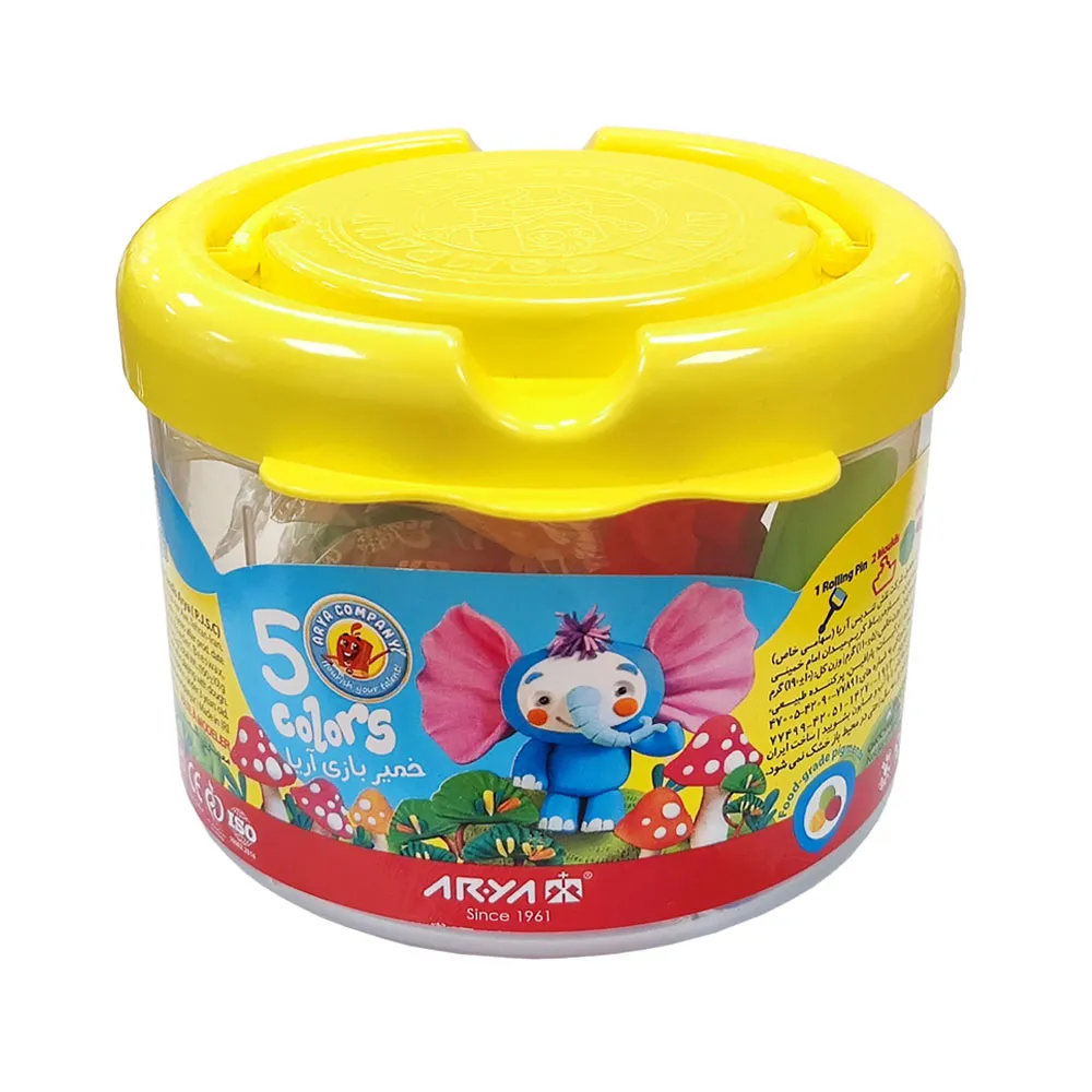 خمیر بازی 5 رنگ سطلی آریا